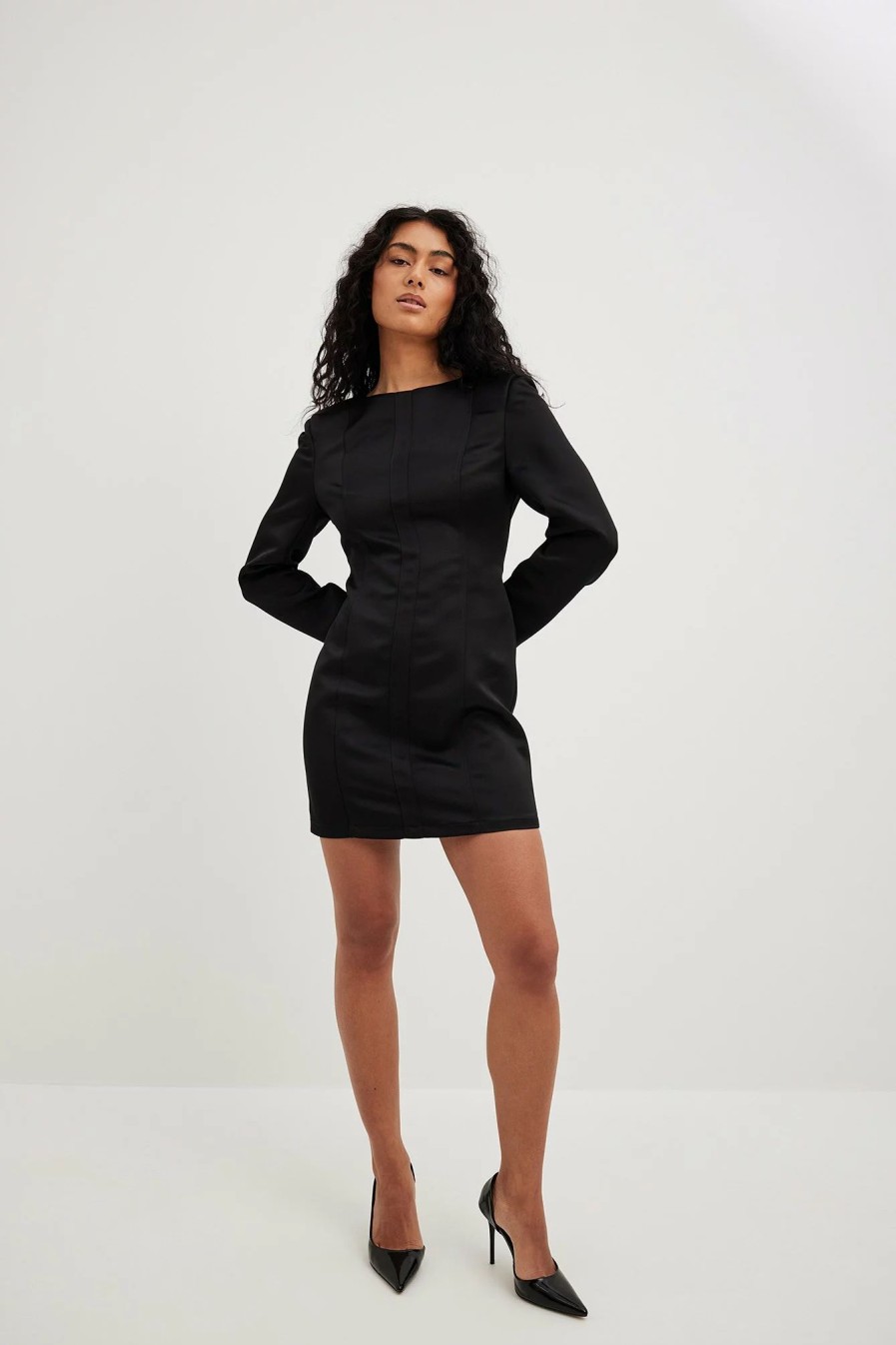 Party Dresses * | Carla Ginola X Na-Kd Seam Detail Satin Mini Dress