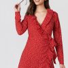 Mini Dresses * | Na-Kd Boho Dotted Frill Dress Red