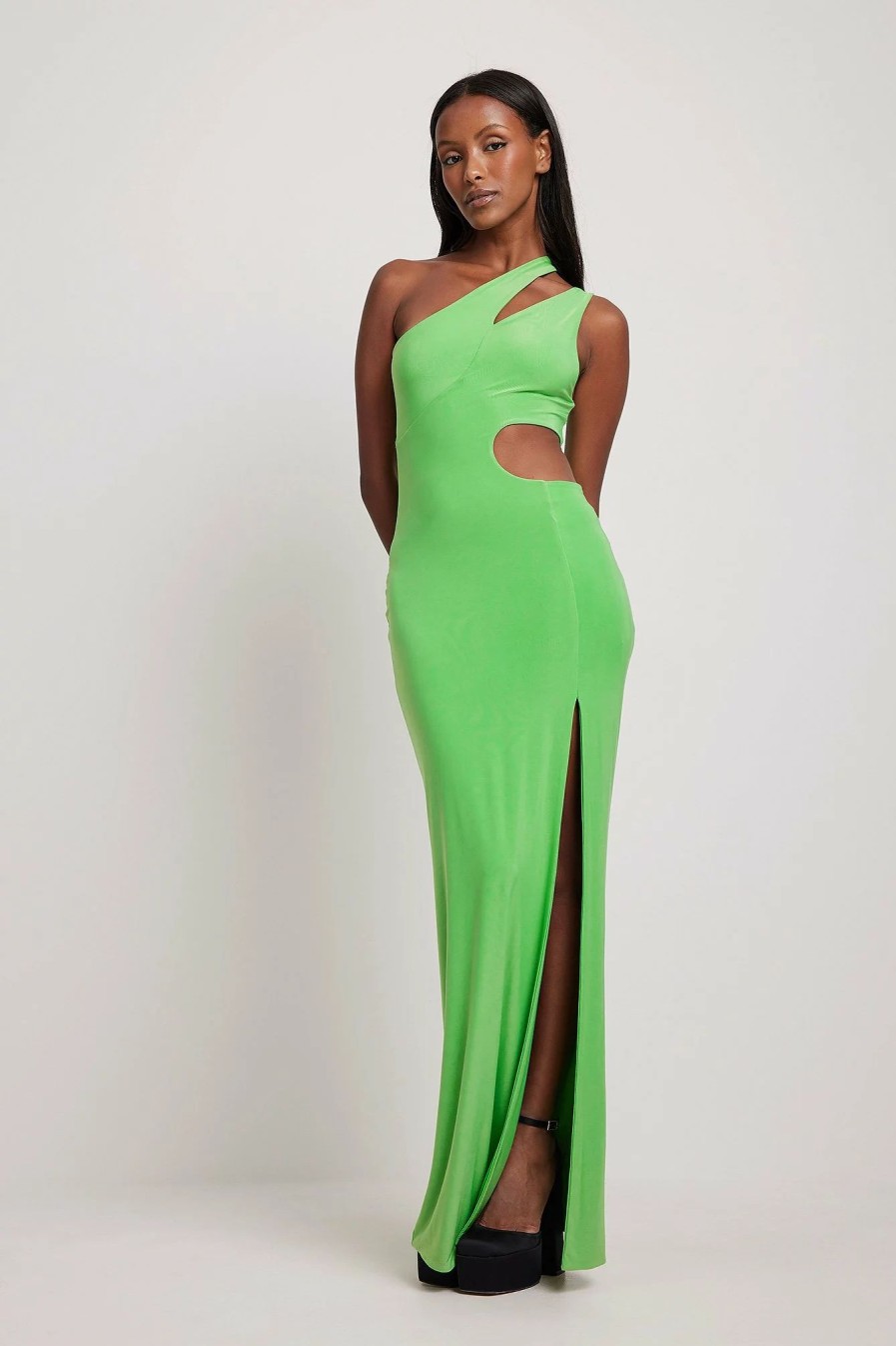 Bodycon Dresses * | Na-Kd Art Cut Out High Slit Maxi Dress Green