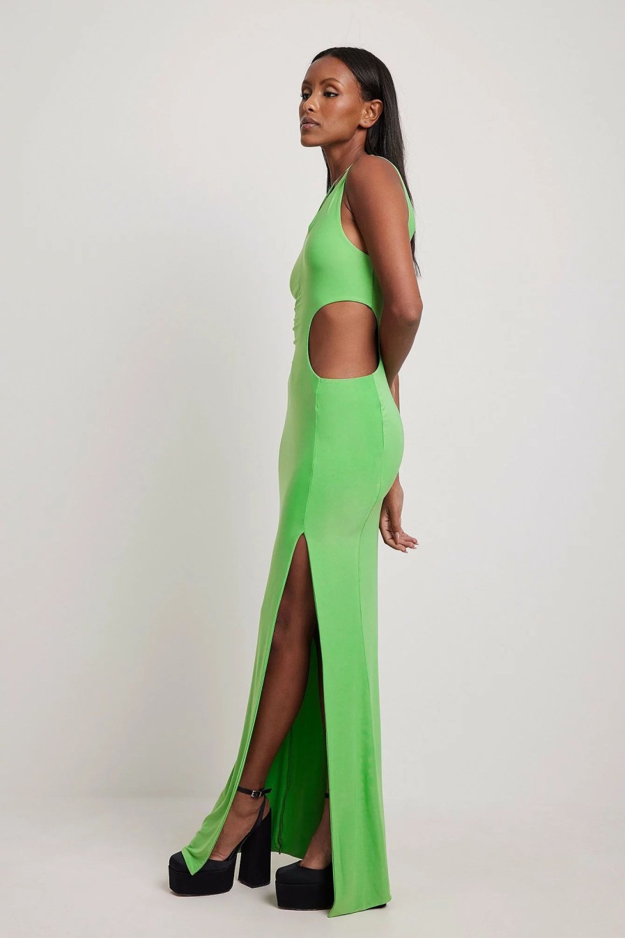 Bodycon Dresses * | Na-Kd Art Cut Out High Slit Maxi Dress Green