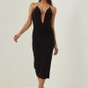 Bodycon Dresses * | Na-Kd Party Spaghetti Strap Front Detail Dress Black