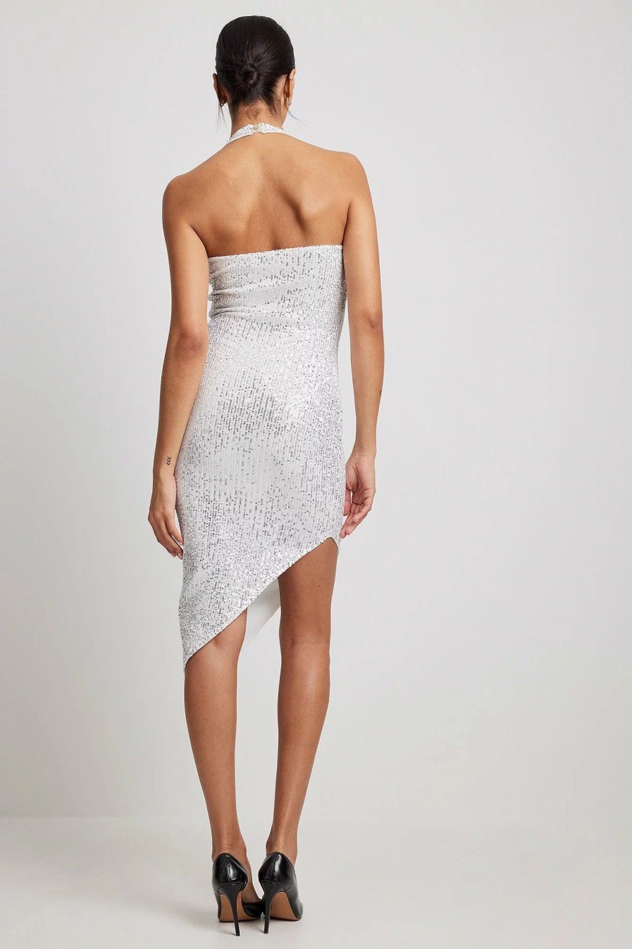 Party Dresses * | Na-Kd Party Asymmetric Sleeveless Sequin Midi Dress