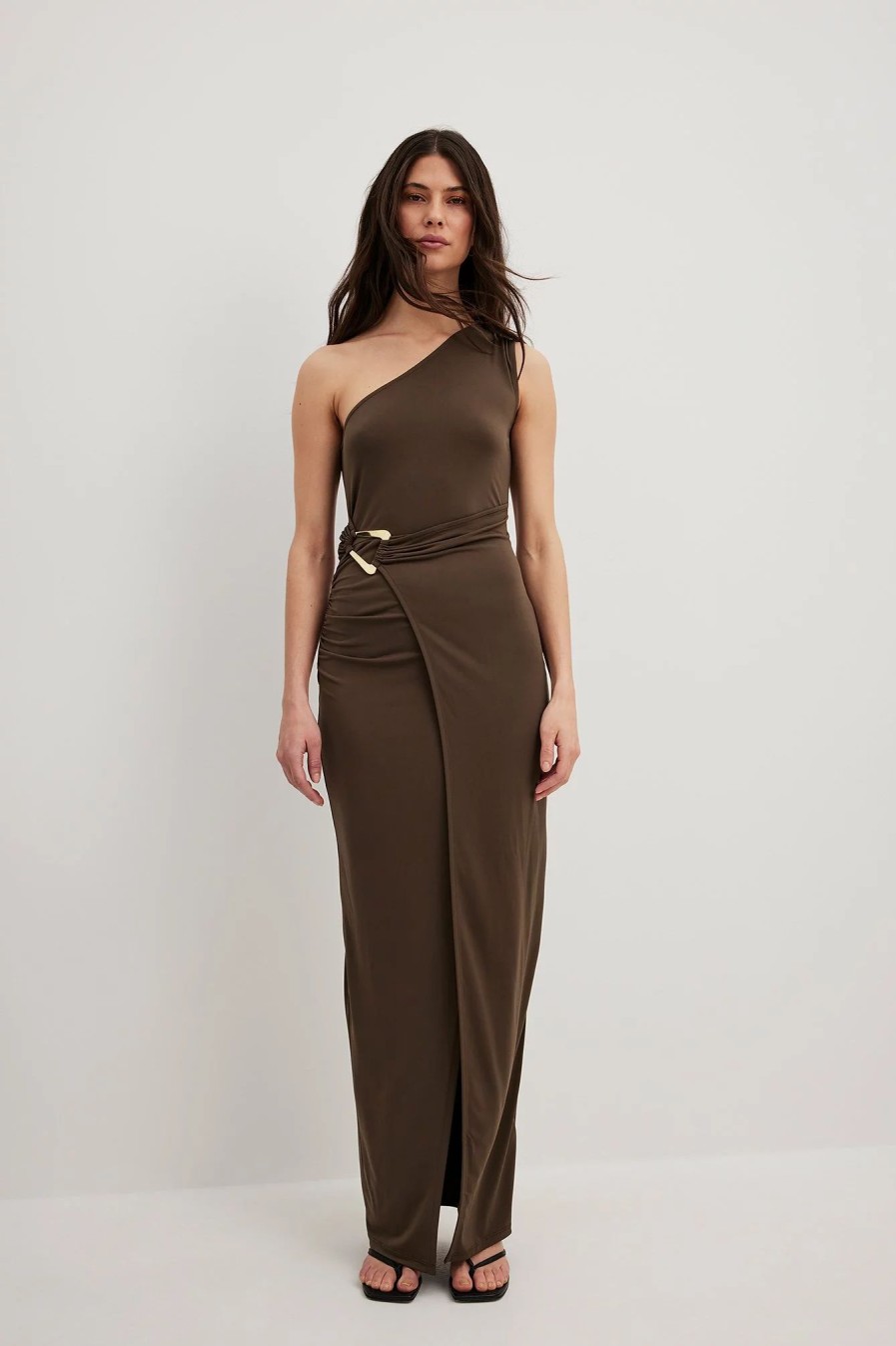 Bodycon Dresses * | Na-Kd Trend Buckle Detailed Maxi Dress Brown