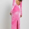 Bodycon Dresses * | Na-Kd Party Scoop Neck Velvet Maxi Dress Pink