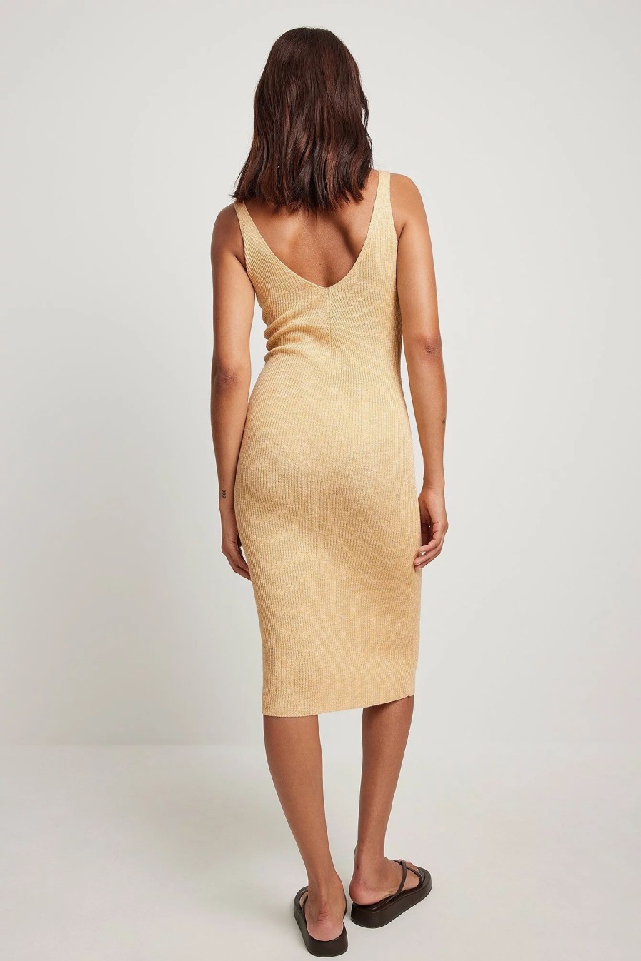 Knitted Dresses * | Molly Rustas X Na-Kd Ribbed Detail Knitted Midi Dress