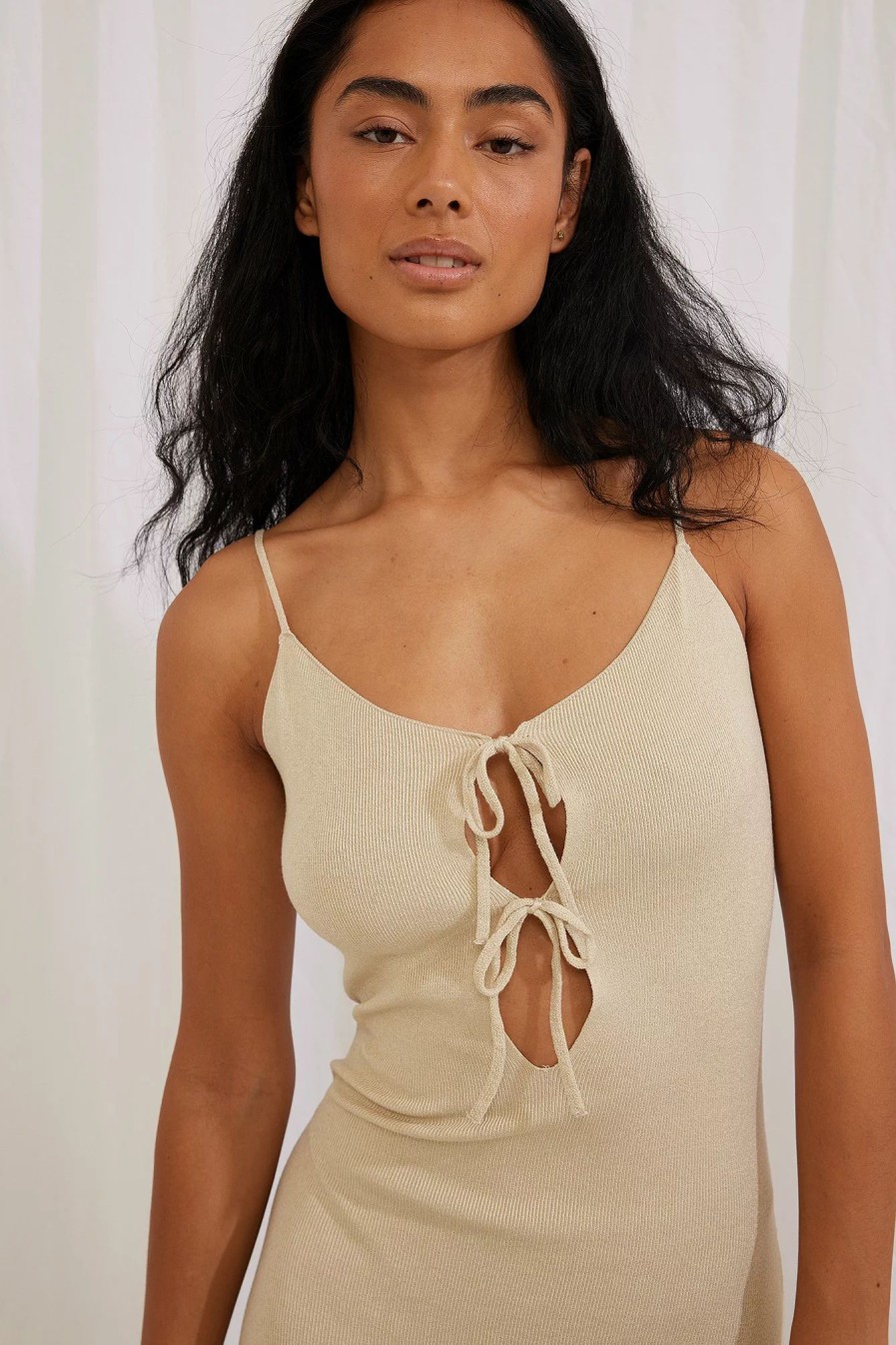 Knitted Dresses * | Belen Hostalet X Na-Kd Cut Out Detail Knitted Midi Dress