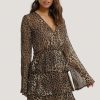 Mini Dresses * | Na-Kd Boho Triple Layer Ls Flounce Dress Brown