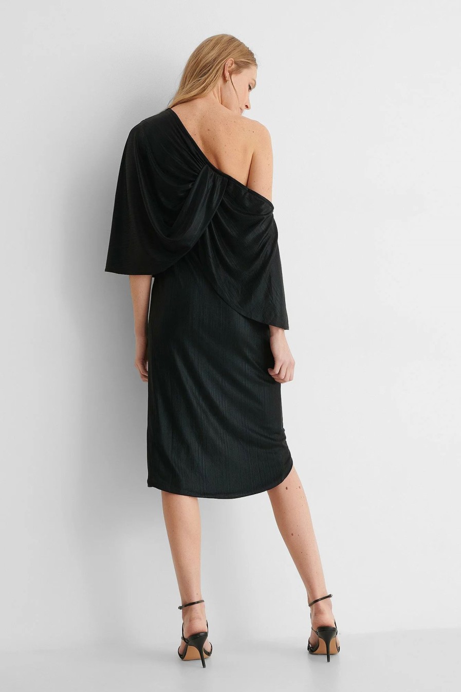 Mini Dresses * | Na-Kd Party Drape Asymmetric Dress Black