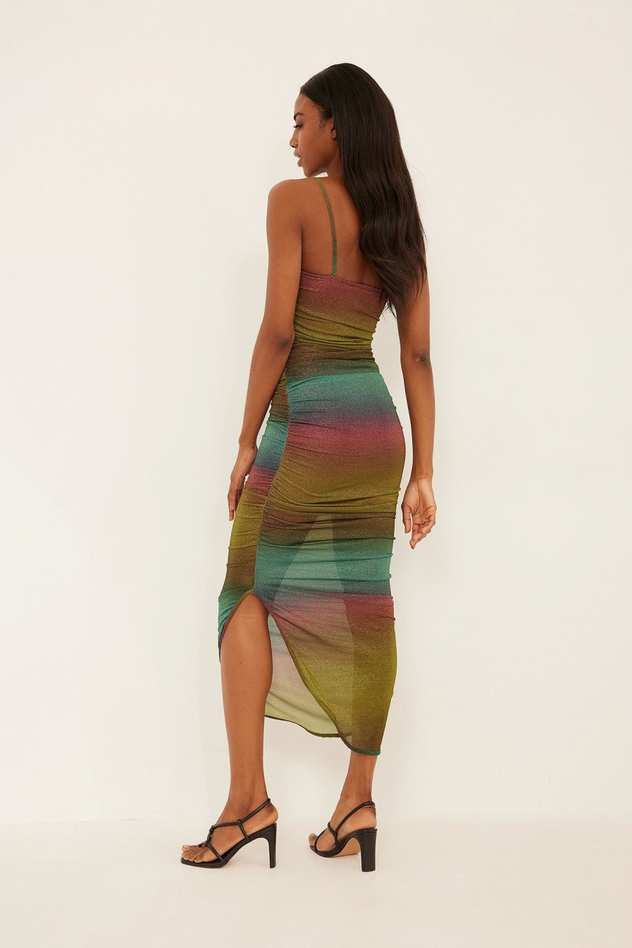 Party Dresses * | Na-Kd Party Gathered Lurex Maxi Dress Multicolor