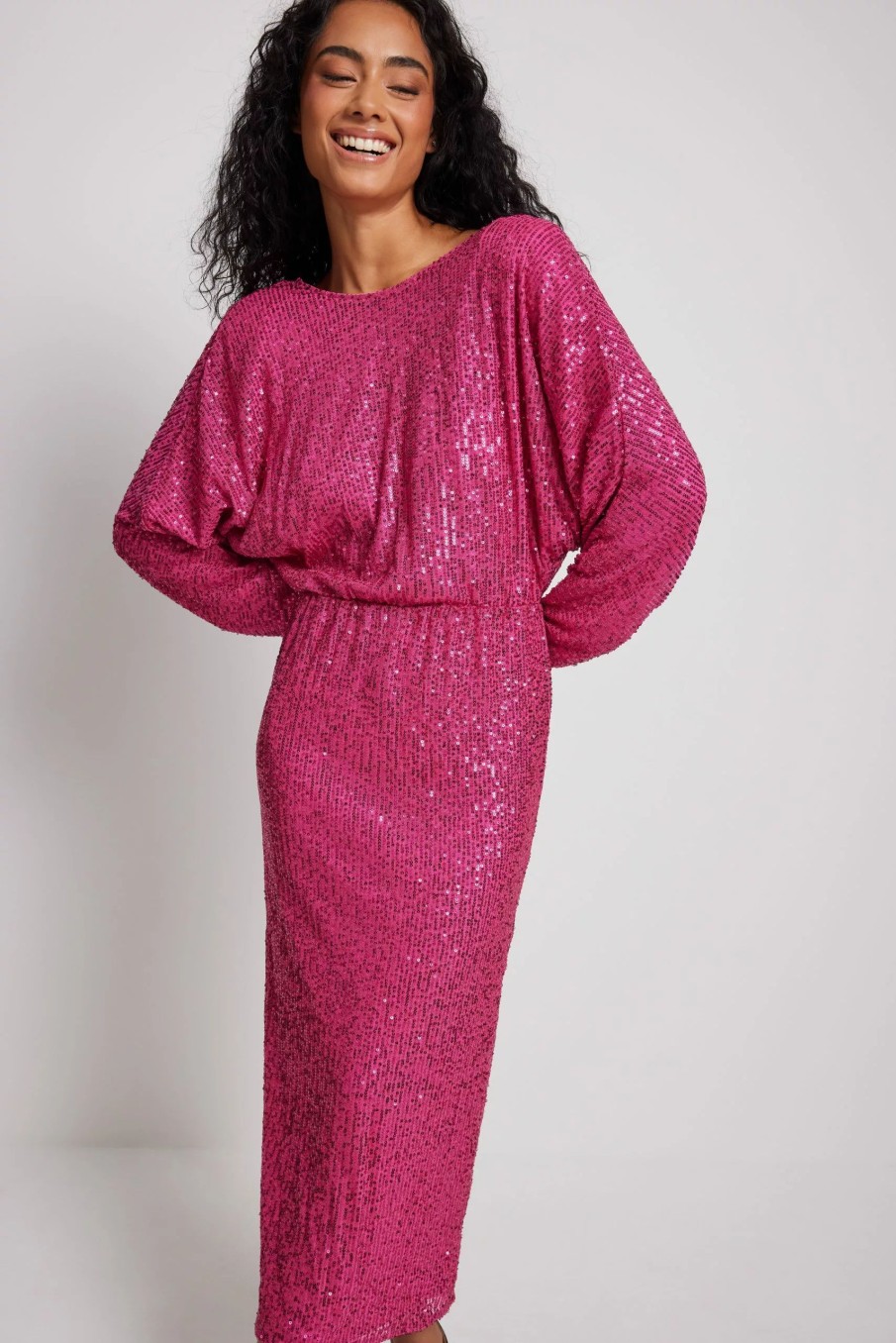 Party Dresses * | Na-Kd Party Deep Back Sequin Midi Dress