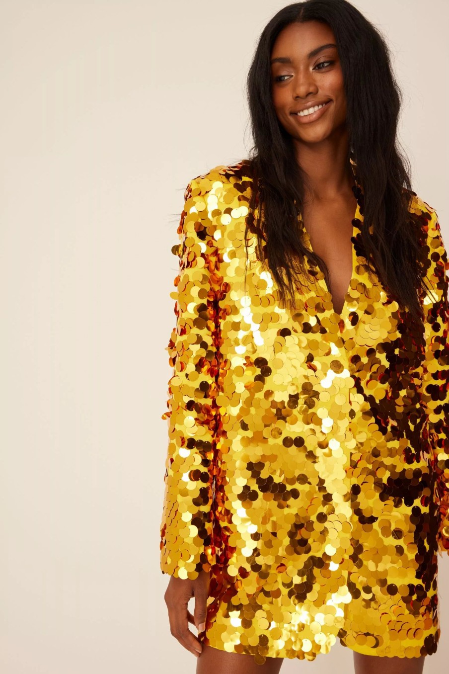 Party Dresses * | Na-Kd Party Big Sequin Blazer Dress Gold