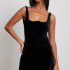 Party Dresses * | Lovisa Barkman X Na-Kd Wire Detail Neckdrop Velvet Mini Dress Black