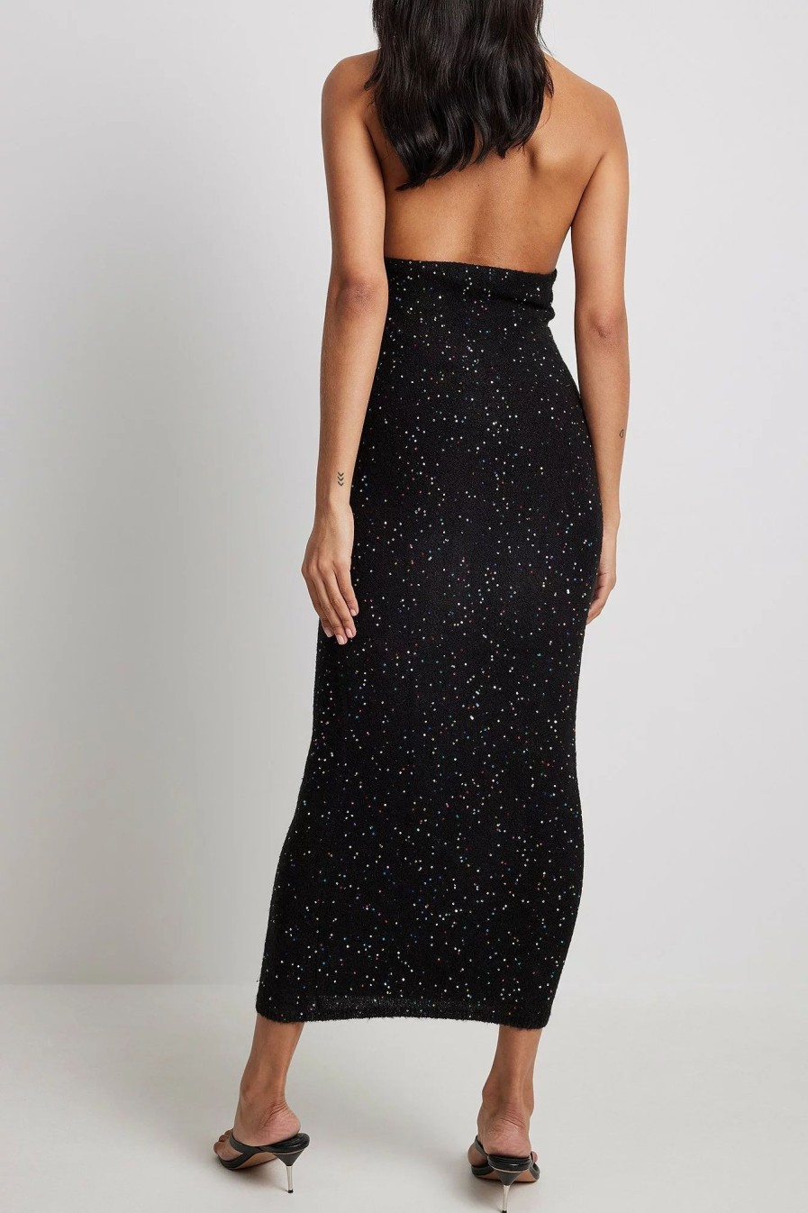 Party Dresses * | Na-Kd Trend Knitted Halterneck Sequin Dress