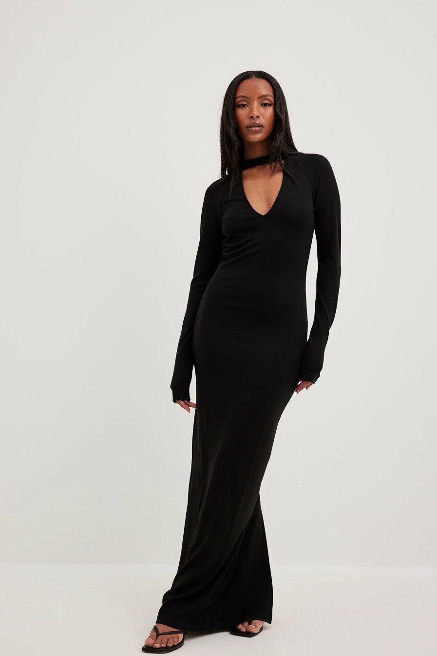 Bodycon Dresses * | Na-Kd Party Choker Keyhole Maxi Dress Black