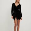 Party Dresses * | Na-Kd Party Wrap Velvet Mini Dress