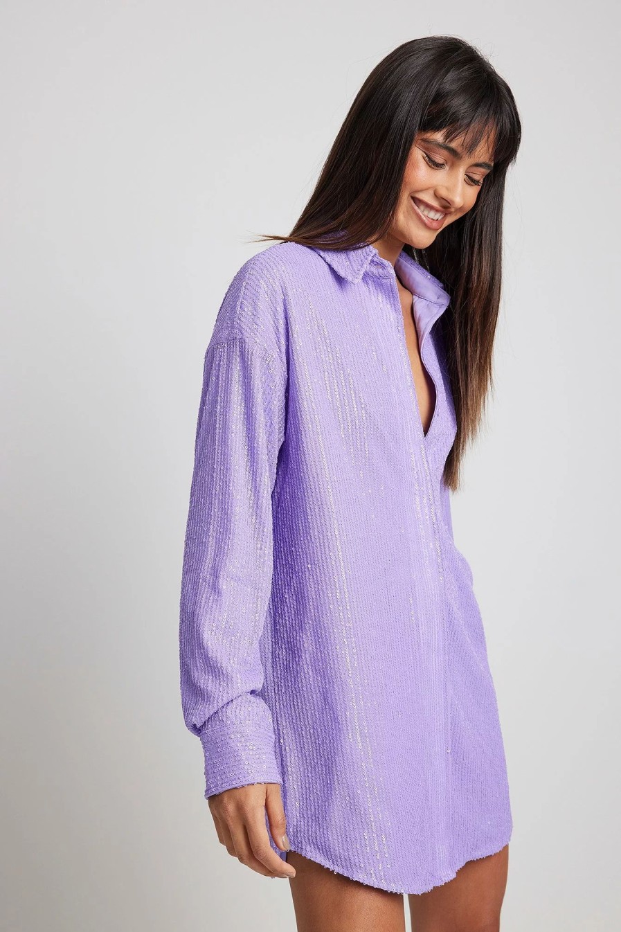 Mini Dresses * | Na-Kd Party Oversized Sequin Shirt Dress