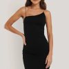 Mini Dresses * | Na-Kd Party Asymmetric Strap Short Dress Black