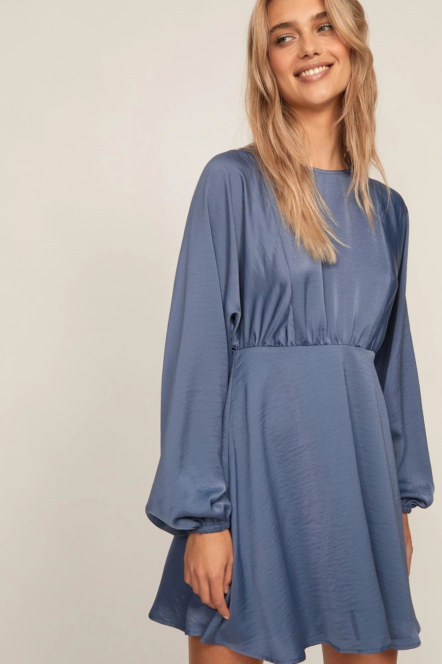 Party Dresses * | Na-Kd Boho Balloon Sleeve Flowy Mini Dress Blue