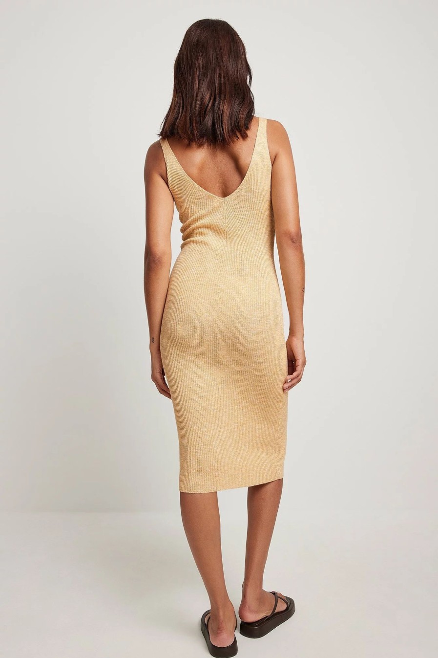 Knitted Dresses * | Molly Rustas X Na-Kd Ribbed Detail Knitted Midi Dress