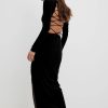 Party Dresses * | Na-Kd Party Lacing Back Detail Velvet Dress Black