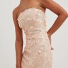 Party Dresses * | Josefine Hj X Na-Kd Bandeau Sequin Mini Dress Offwhite