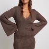 Mini Dresses * | Na-Kd Knitted Mini Lurex Dress Brown