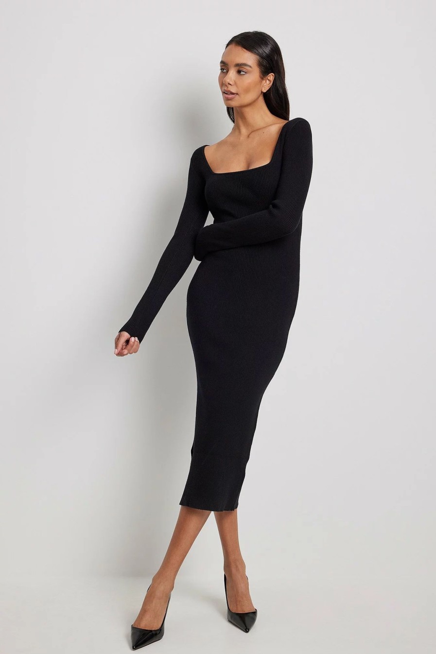 Bodycon Dresses * | Na-Kd Scoop Neck Midi Slit Dress