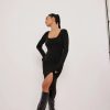 Knitted Dresses * | Taylor Lashae X Na-Kd Slit Detailed Sweetheart Dress Black