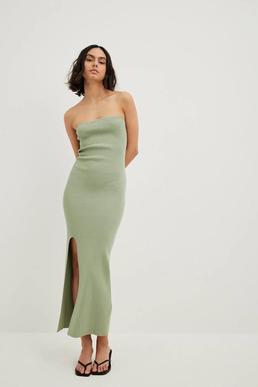 Bodycon Dresses * | Na-Kd Trend Fine Knitted High Slit Tube Dress