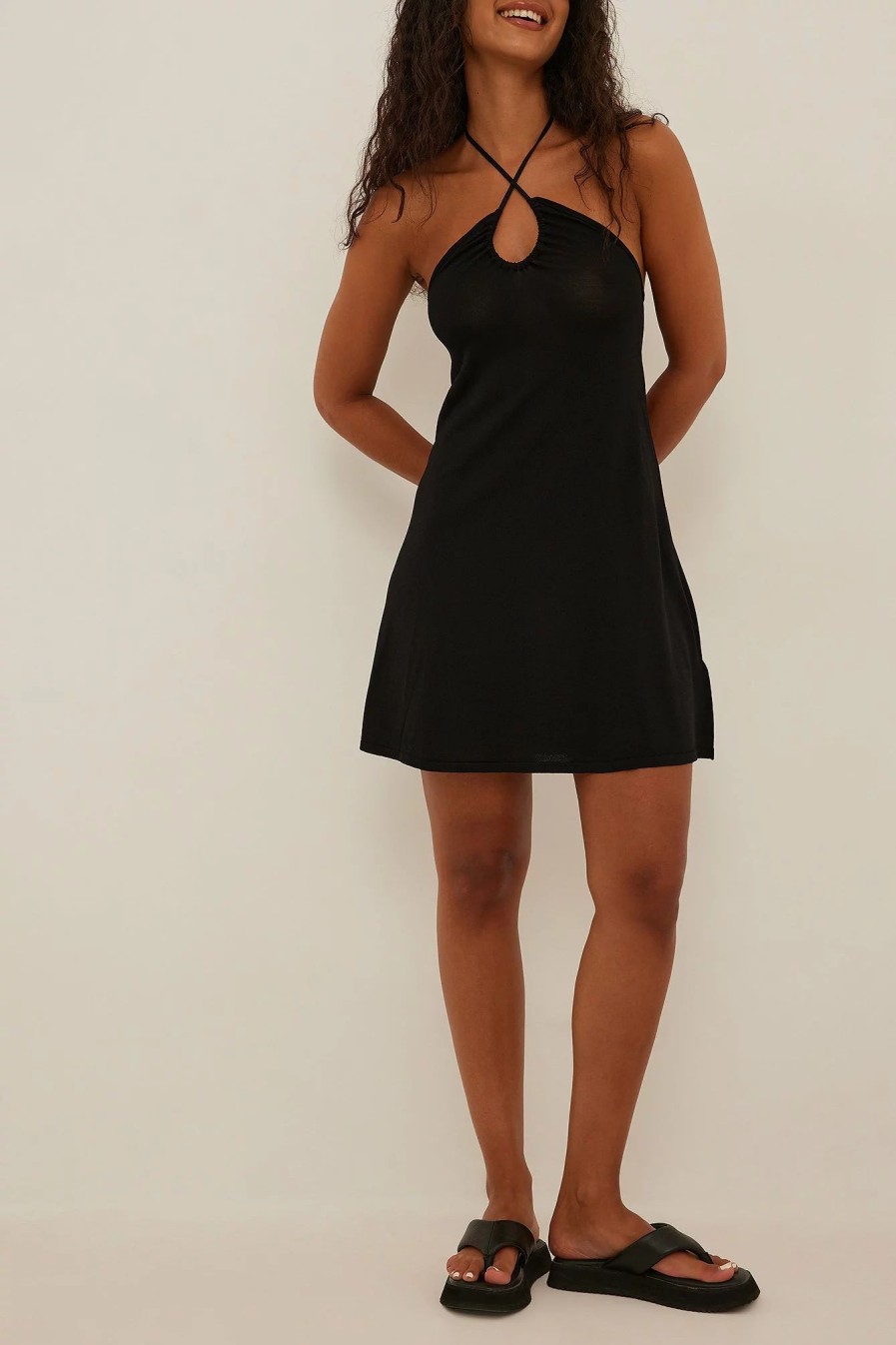 Knitted Dresses * | Na-Kd Fine Knitted Flowy Mini Dress Black