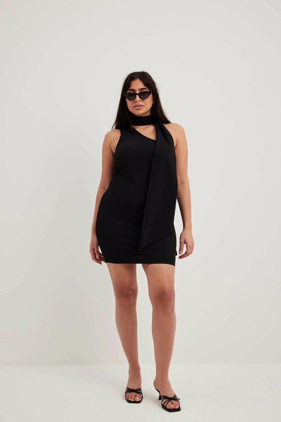 Bandeau Dresses * | Na-Kd Jersey Scarf Mini Dress Black