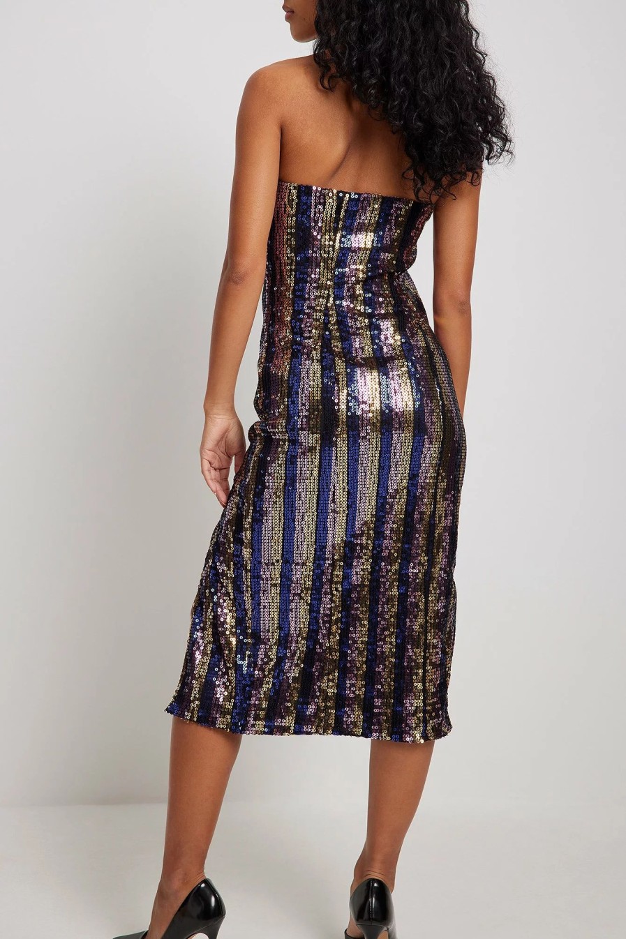 Bodycon Dresses * | Na-Kd Party Sequin Bandeau Midi Dress Multicolor