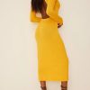 Knitted Dresses * | Na-Kd Trend Knitted Open Back Dress Yellow