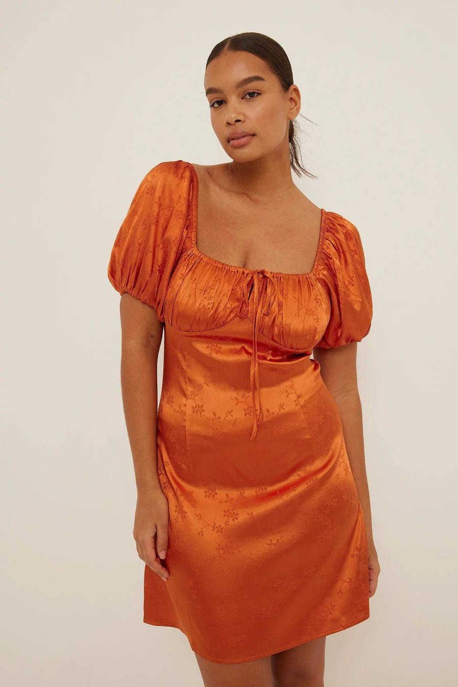 Party Dresses * | Na-Kd Jacquard Satin Mini Dress Orange