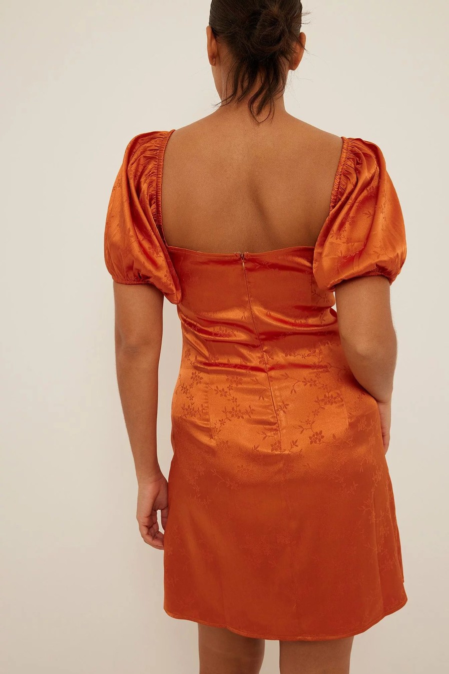 Party Dresses * | Na-Kd Jacquard Satin Mini Dress Orange