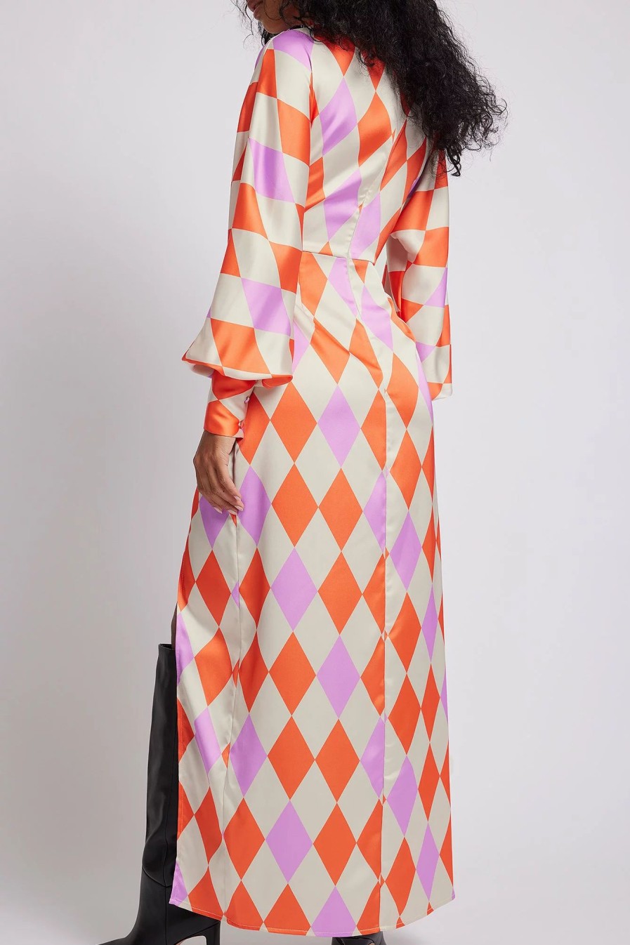 Party Dresses * | Karoline Dall X Na-Kd Printed Satin Dress Checkered