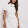 Mini Dresses * | Na-Kd Short Sleeve Ruched Denim Dress