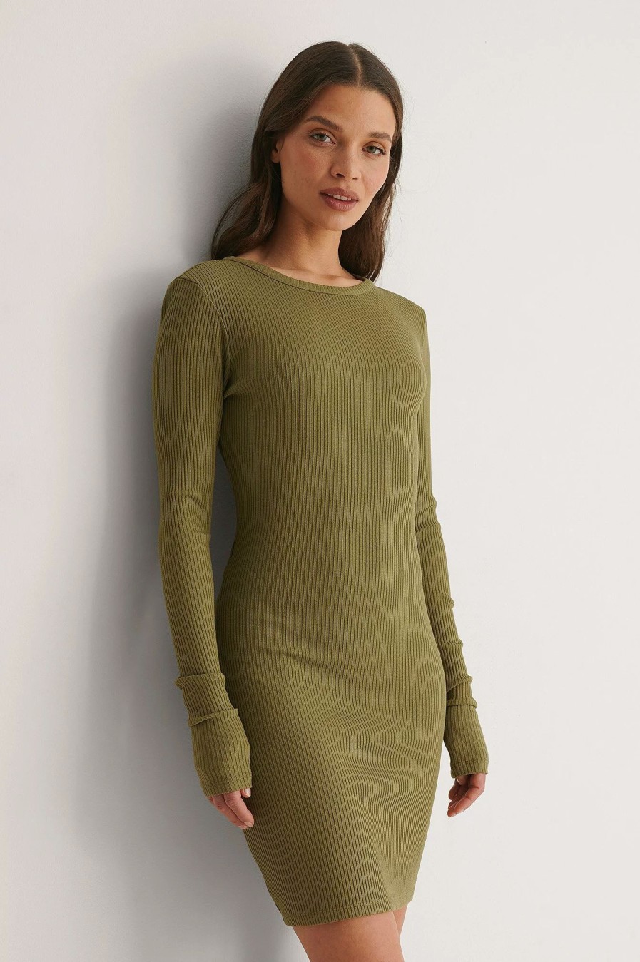 Mini Dresses * | Handpicked X Na-Kd Back Detail Dress Green