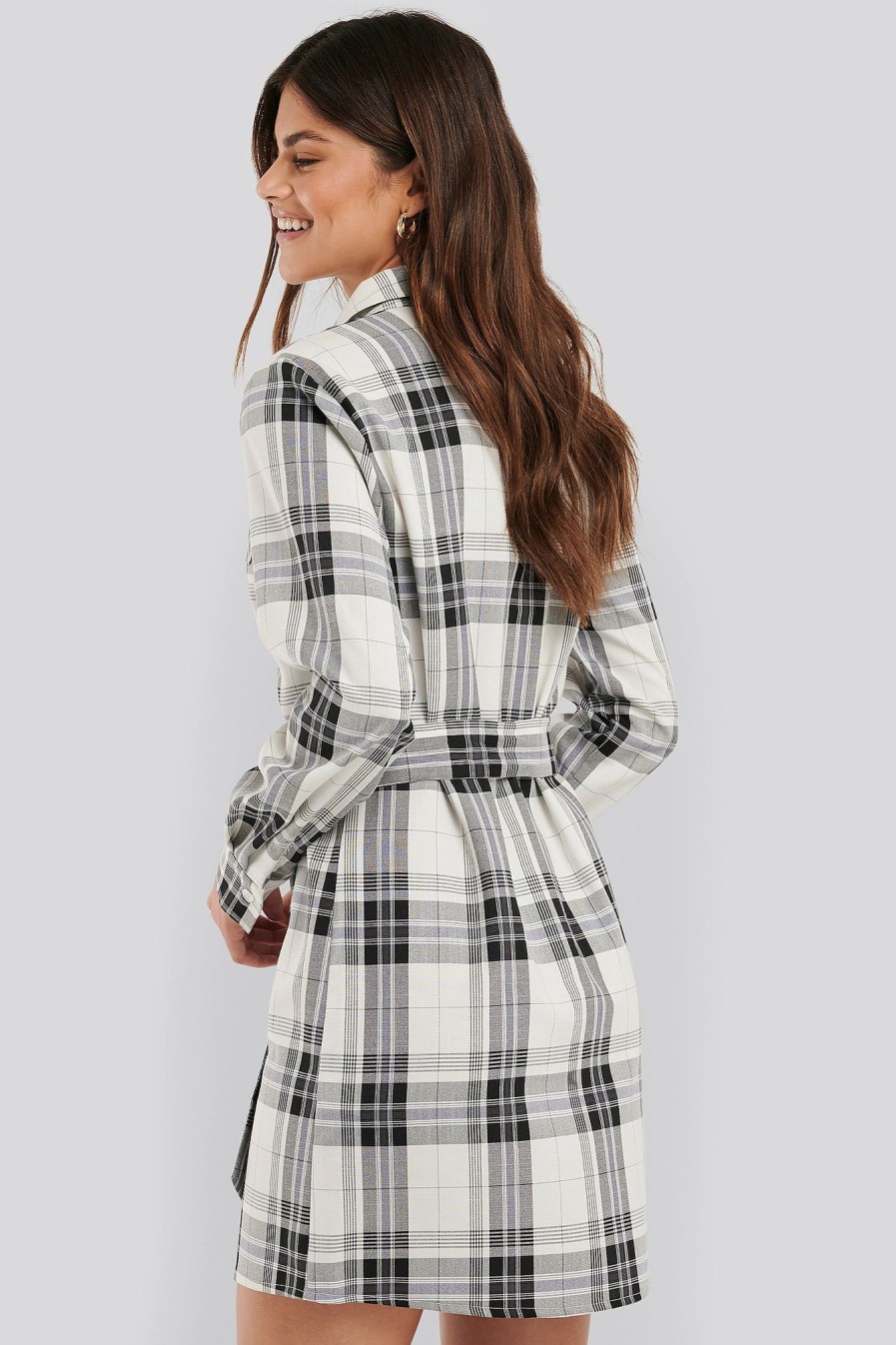 Mini Dresses * | Na-Kd Classic Plaid Belted Shirt Dress Multicolor