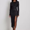 Party Dresses * | Lovisa Barkman X Na-Kd High Slit Glitter Midi Dress Black