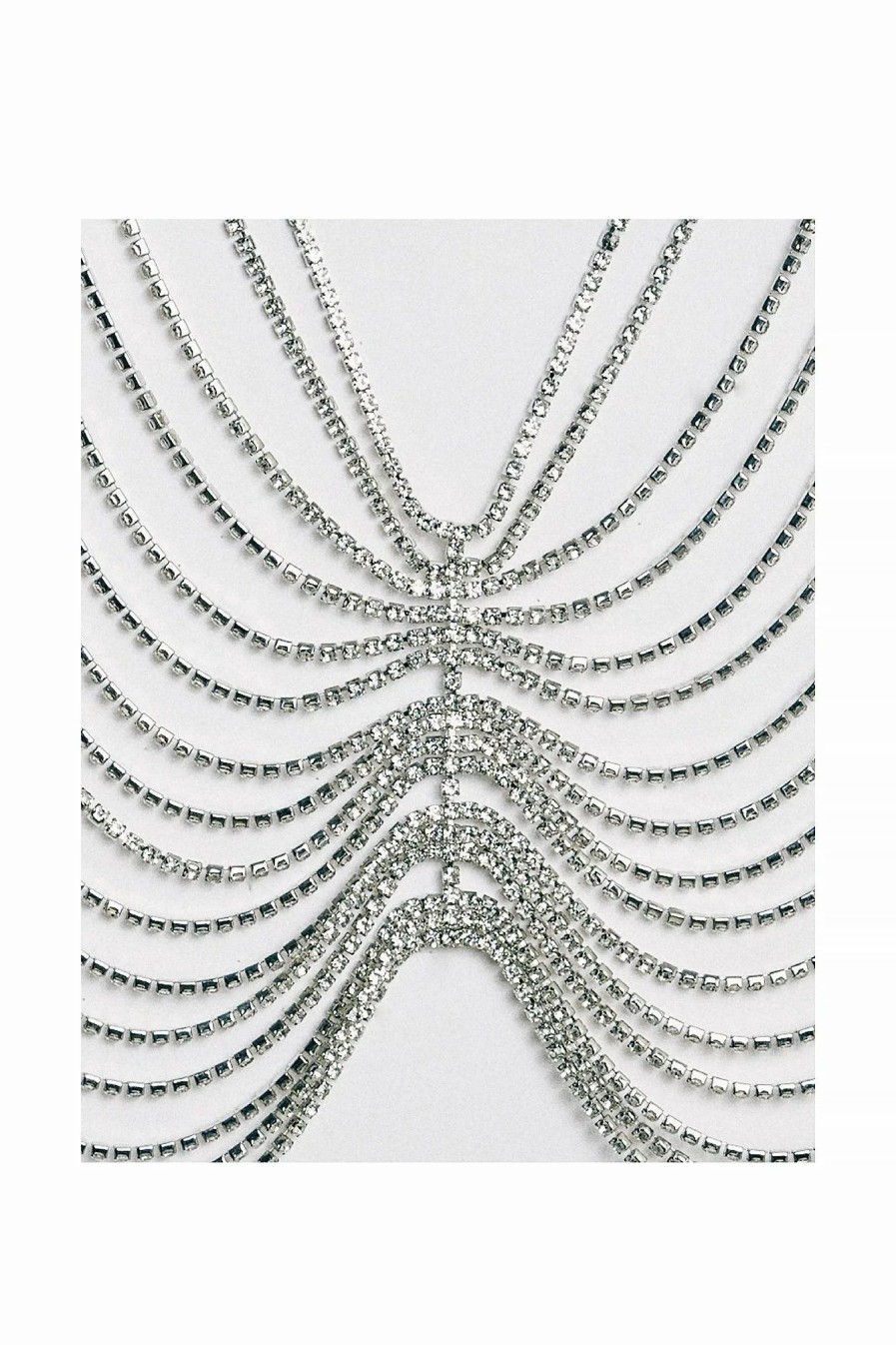 Belts * | Na-Kd Accessories Wide Strass Belly Chain Silver