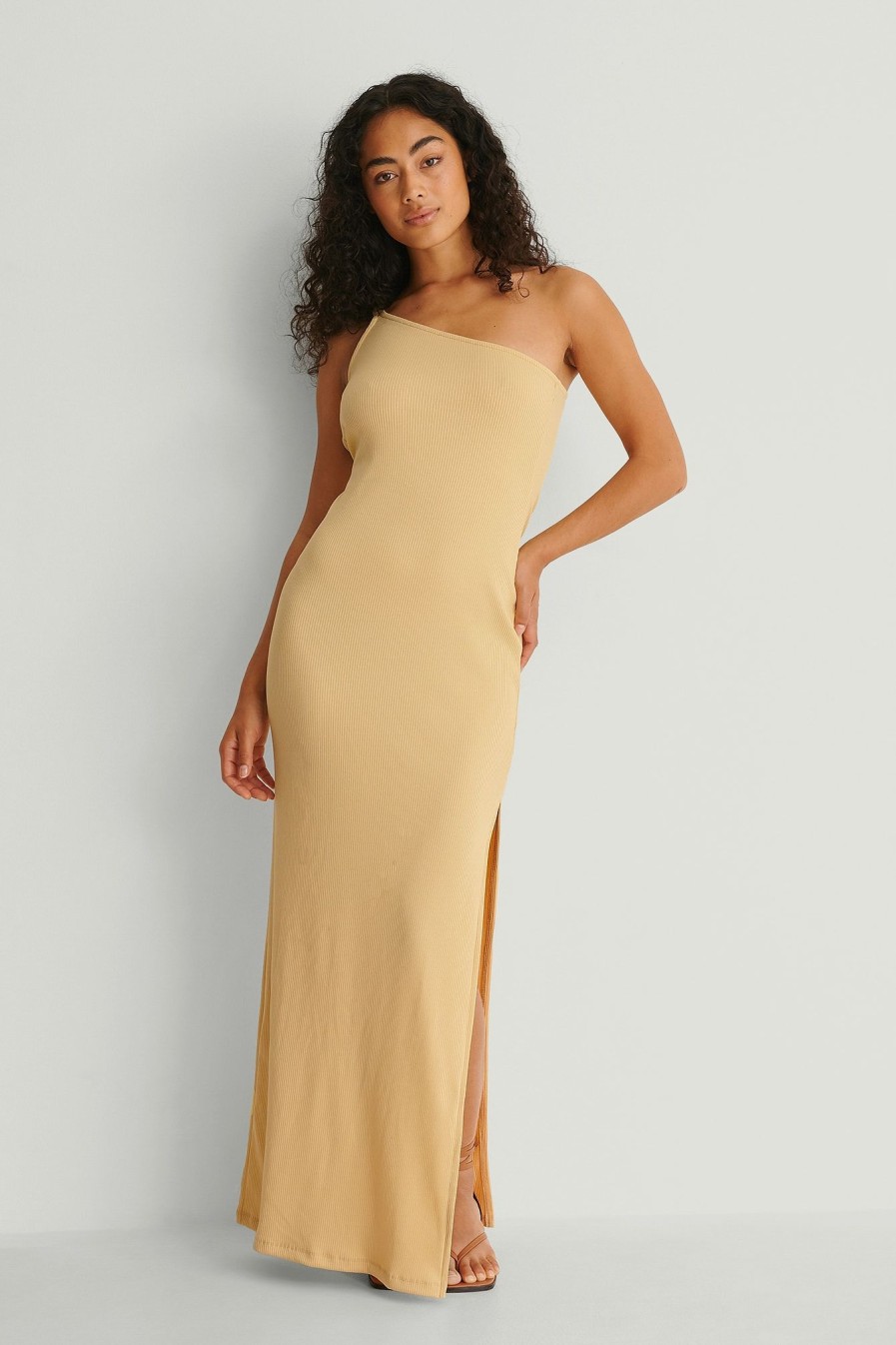 Bodycon Dresses * | Na-Kd Trend Ribbed Maxi Dress Yellow