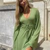 Party Dresses * | Moa Mattsson X Na-Kd Long Sleeve Glitter Mini Dress Green