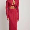 Knitted Dresses * | Na-Kd Trend Knot Detailed Long Sleeve Dress Red