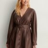 Mini Dresses * | Na-Kd Pu Belted Mini Dress Brown