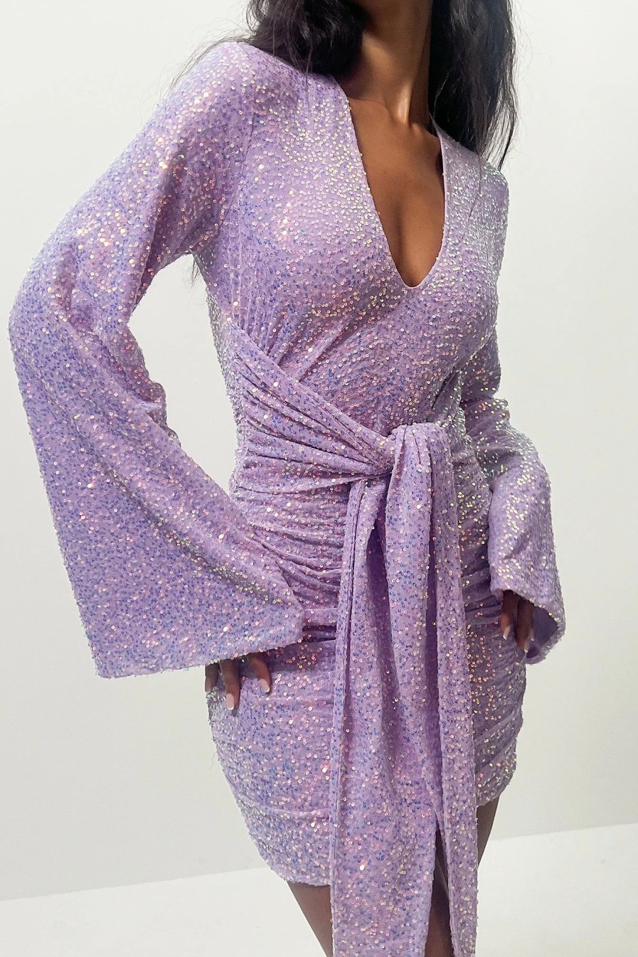 Party Dresses * | Na-Kd Party Tie Detail Mini Dress Purple