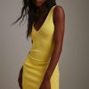 Knitted Dresses * | Handpicked X Na-Kd Marked Waist Knitted Mini Dress Yellow