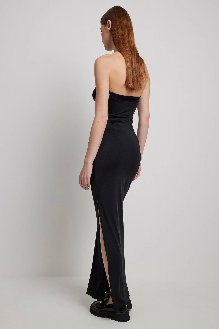 Bodycon Dresses * | Annijor X Na-Kd Pu Detail Maxi Dress Black