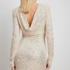 Party Dresses * | Na-Kd Party Deep Back Sequin Mini Dress Beige