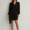 Mini Dresses * | Na-Kd Party Shoulder Padded V-Neck Dress Black